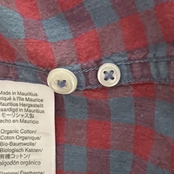 J Crew Shirt Mens Medium Red‎ Gingham Plaid Slim Untucked Career Casual Preppy - Picture 8 of 9